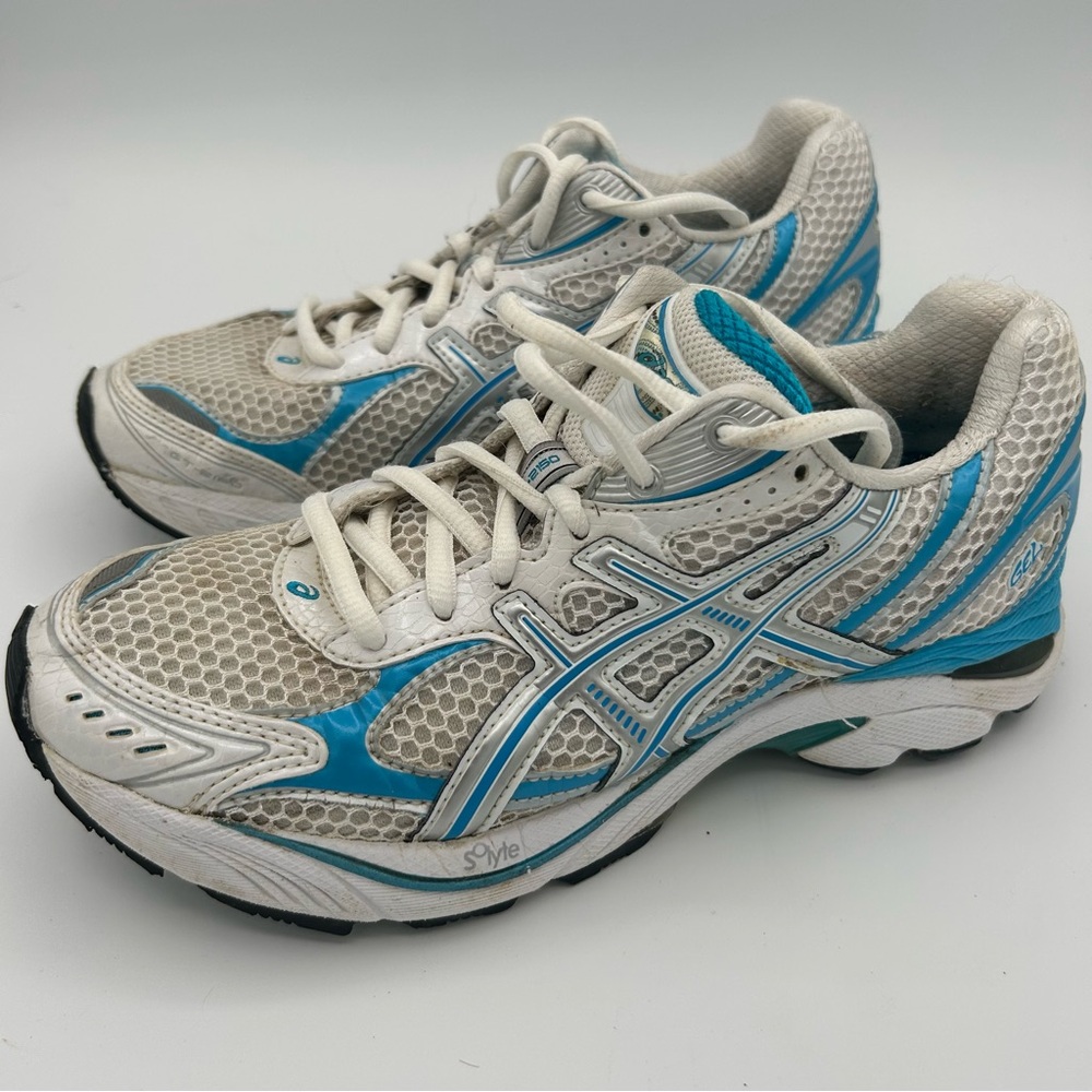 Y2K ASICS GT-2150 Women's White & Teal Mesh Running Shoes Retro Gorpcore